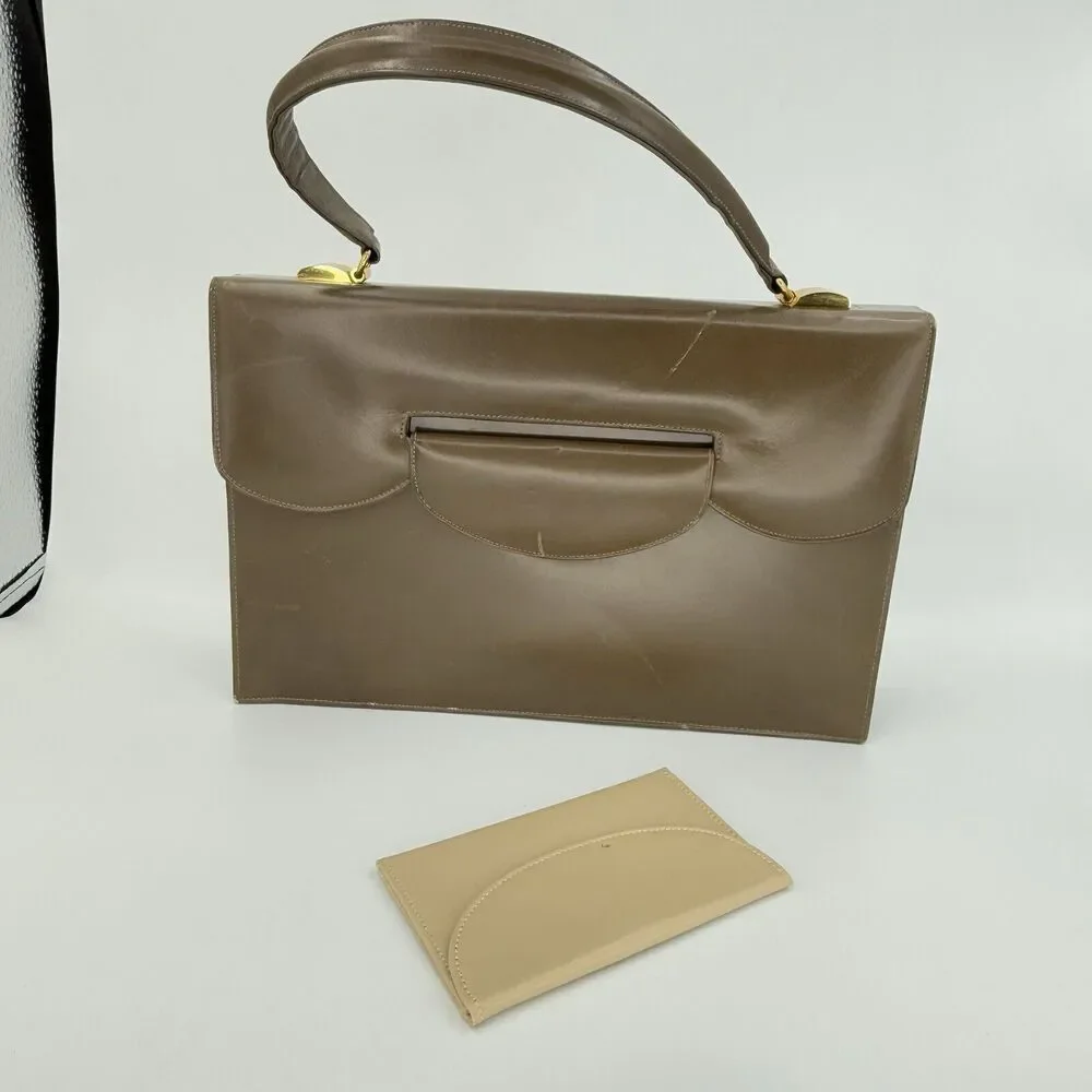 Vintage 1950s Dafar Brown Leather Handbag Purse - Picture 12 of 15